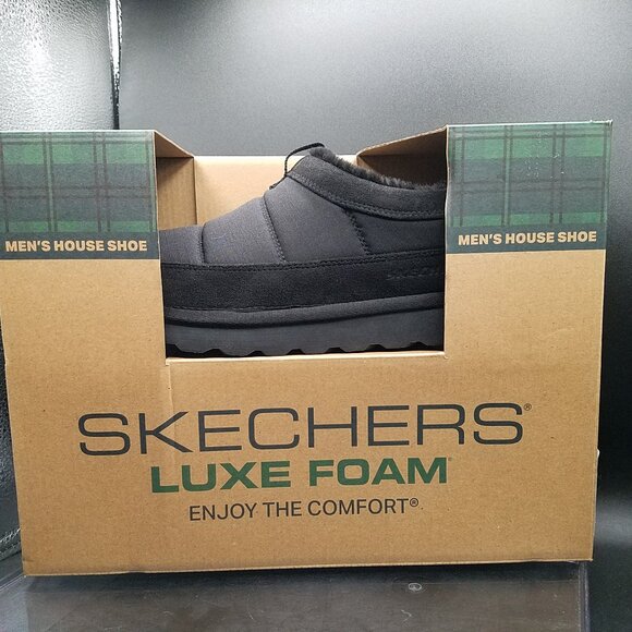 Skechers Men’s House Shoe Luxe Foam - Size 10 - Black Color - Wide Fit - NTW!!! - Picture 2 of 13